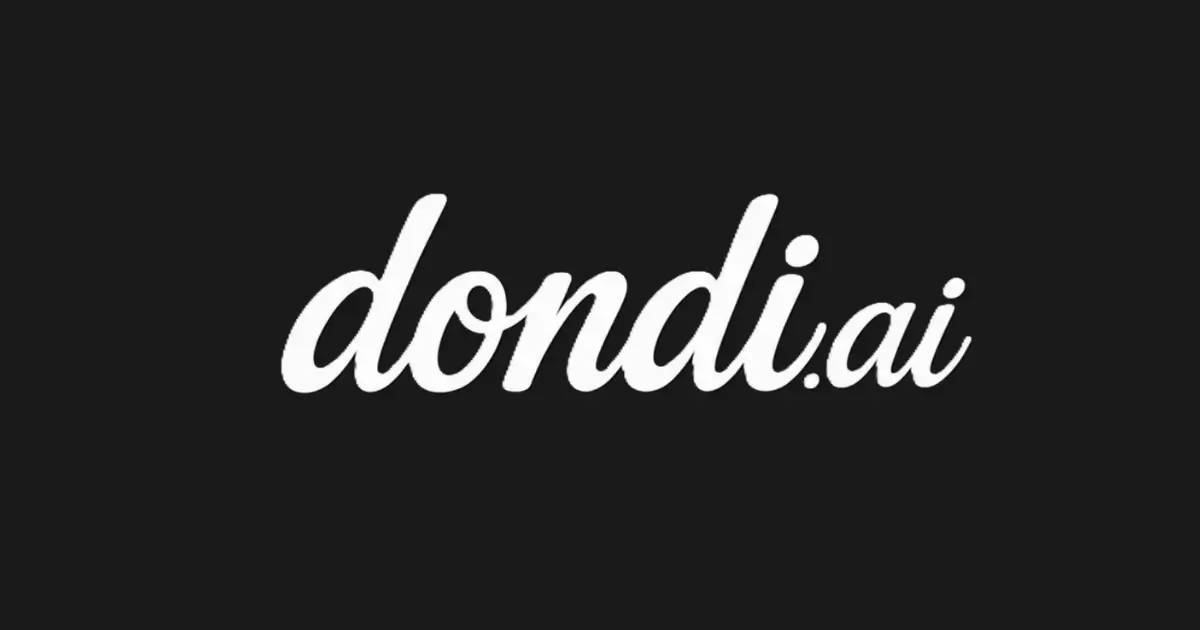 Dondi.ai logo Dondi.ai logo with a white handwritten wordmark on a dark background